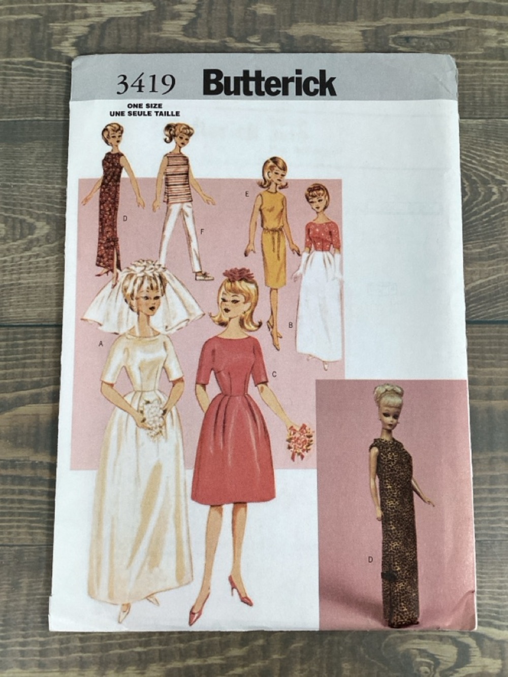 2002 Butterick 3419 Sewing Pattern 11.5" Fashion Doll Clothes Barbie UNCUT FF